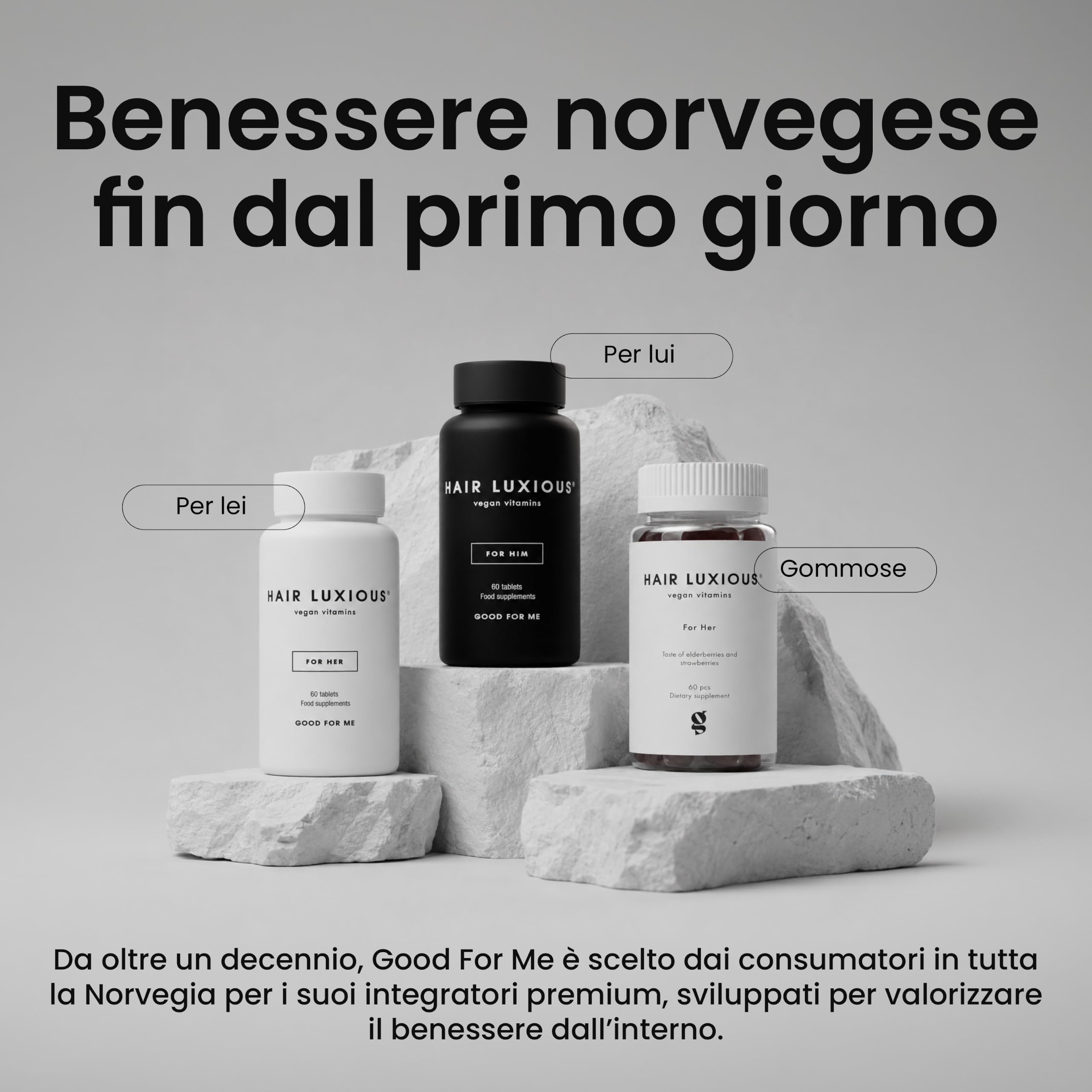 Integratori per Capelli Donna con Biotina 2500mcg, Migliora la Crescita Capelli e Aiuta l'Anticaduta Capelli Donna, Hair Luxious® Integratore Capelli, Qualità Nordica Premium, 60 Compresse