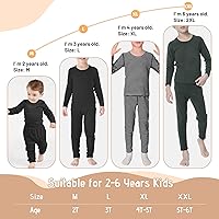 Vista 3 de Zando Conjunto de ropa interior térmica para niños, ropa interior térmica para invierno, pantalones largos cálidos para niños pequeños, ropa