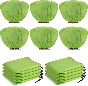 Winter Plant Covers Frost Protection Bags, Green, 12 Pcs
