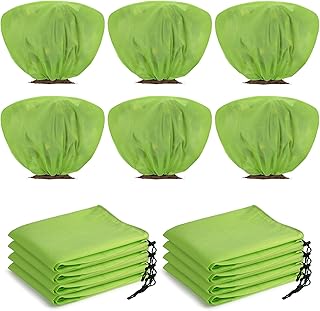6 Pcs Winter Plant Covers Freeze Protection 39.4x23.6 Inch Horizontal Shrub Tree Rose Plant Protection Bags Frost Blanket with Drawstring for Fall Winter Outdoor Garden Planting (Green)