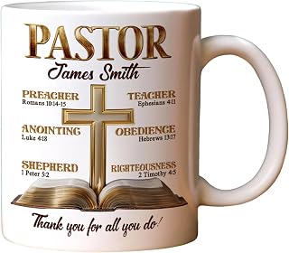 My Preacher, Teacher, & Shepherd - Personalized Ceramic Coffee Mug, Custom Sermonator Mug with Name, Thank You Pastor Birthday Christian Pastor Gifts for Men Women