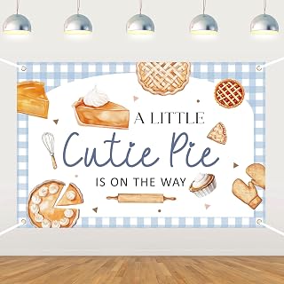 Cutie Pie Baby Shower Decorations Blue Our Little Cutie Pie is On The Way Backdrop as Pie Baby Shower Decoration for Baking Cookie Theme Party Supplies