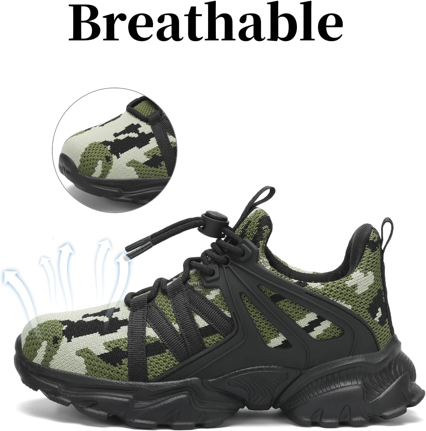 Boys Girls Shoes Kids Sneakers Lightweight Breathable Tennis Athletic Running Shoes for Toddler/Little Kid/Big Kid 2 Big Kid Camouflage Green image 4 of 7 B0DJ73NTXM