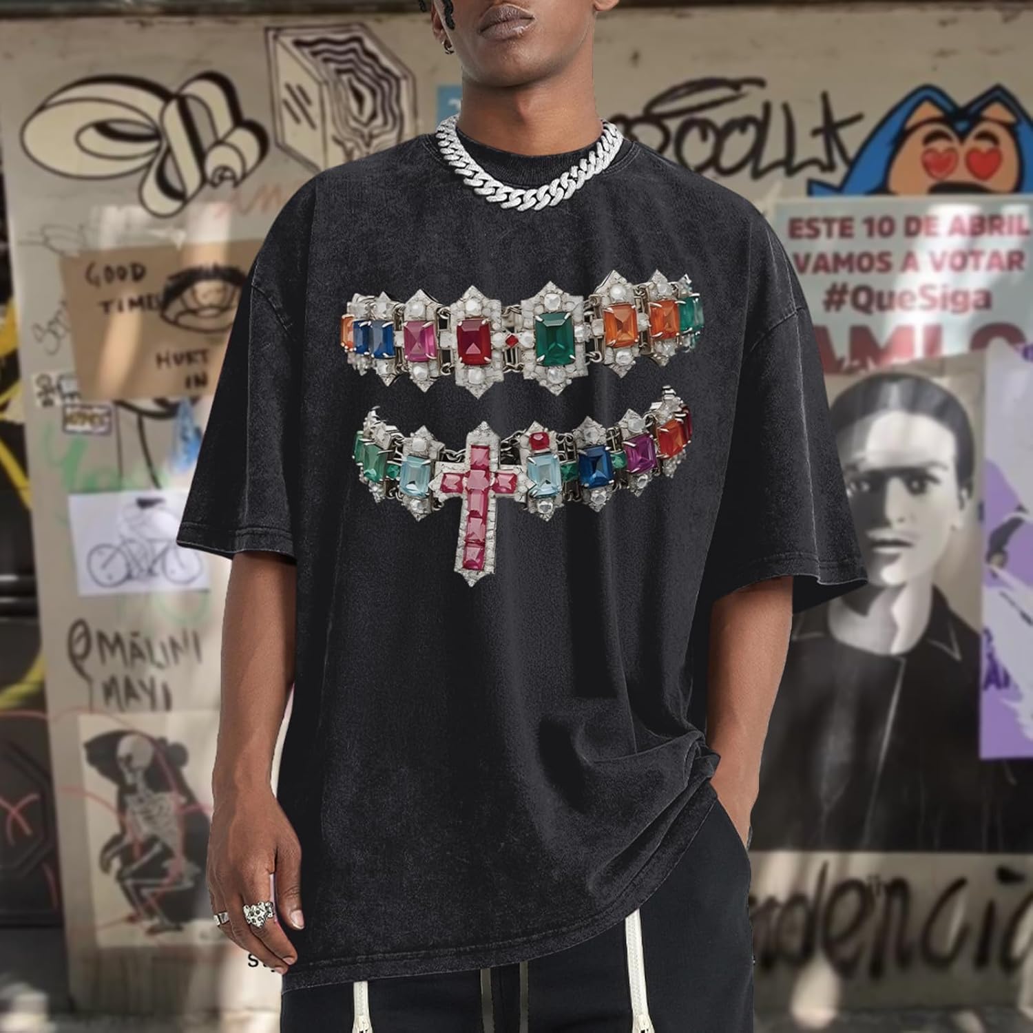 Oversized Tshirts for Men Graphic Vintage Tees Y2k Acid Wash Streetwear Shirts Hip Hop Grunge Harajuku Shirt Tops - Image 2