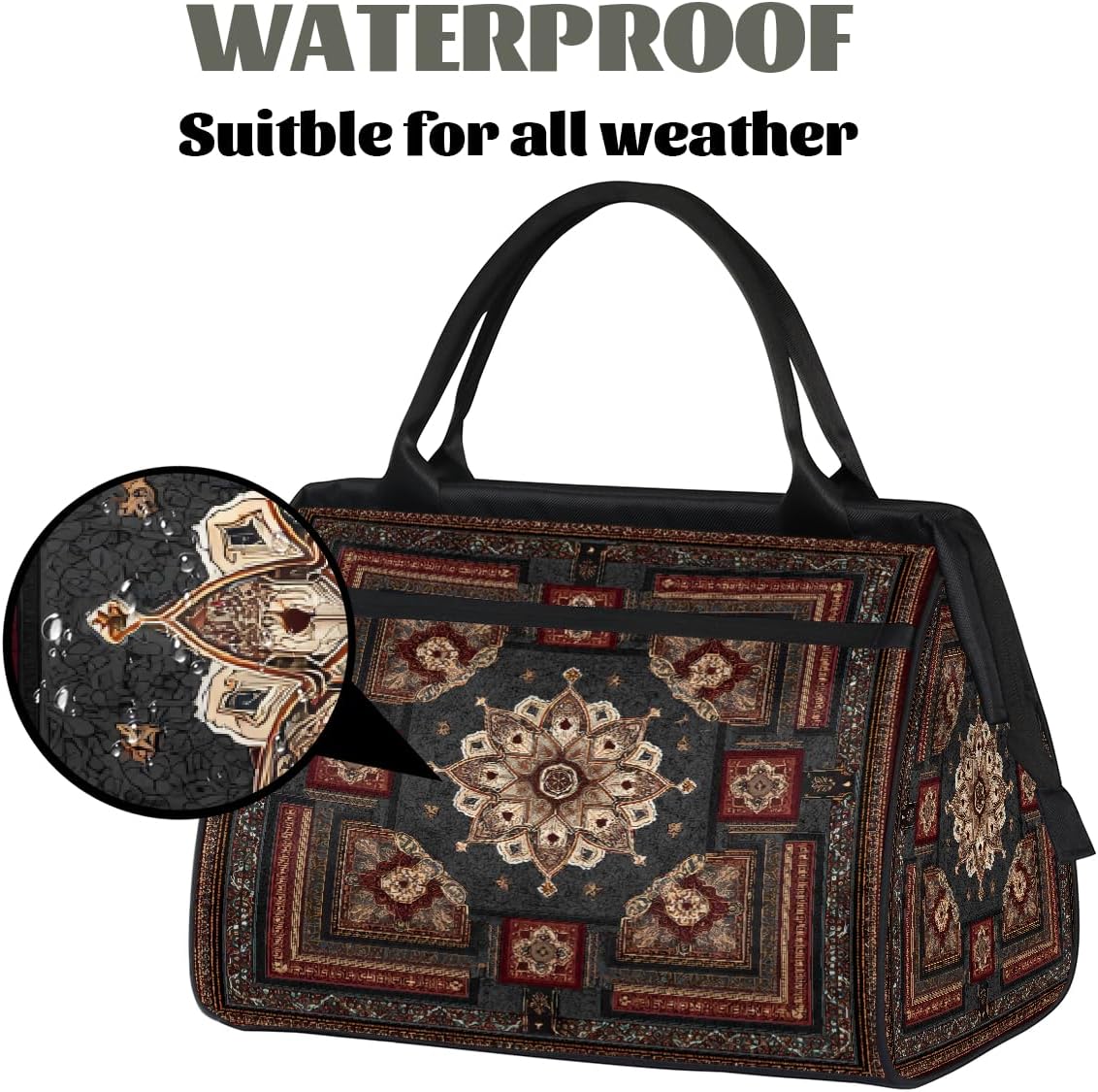 Overnight Weekender Bag for Men Women,Vintage Carpet Texture Travel Duffel Bag Waterproof Carry On Sports Gym Bags Luggage for Traveling Yoga Camping Airplane Hospital,A-06