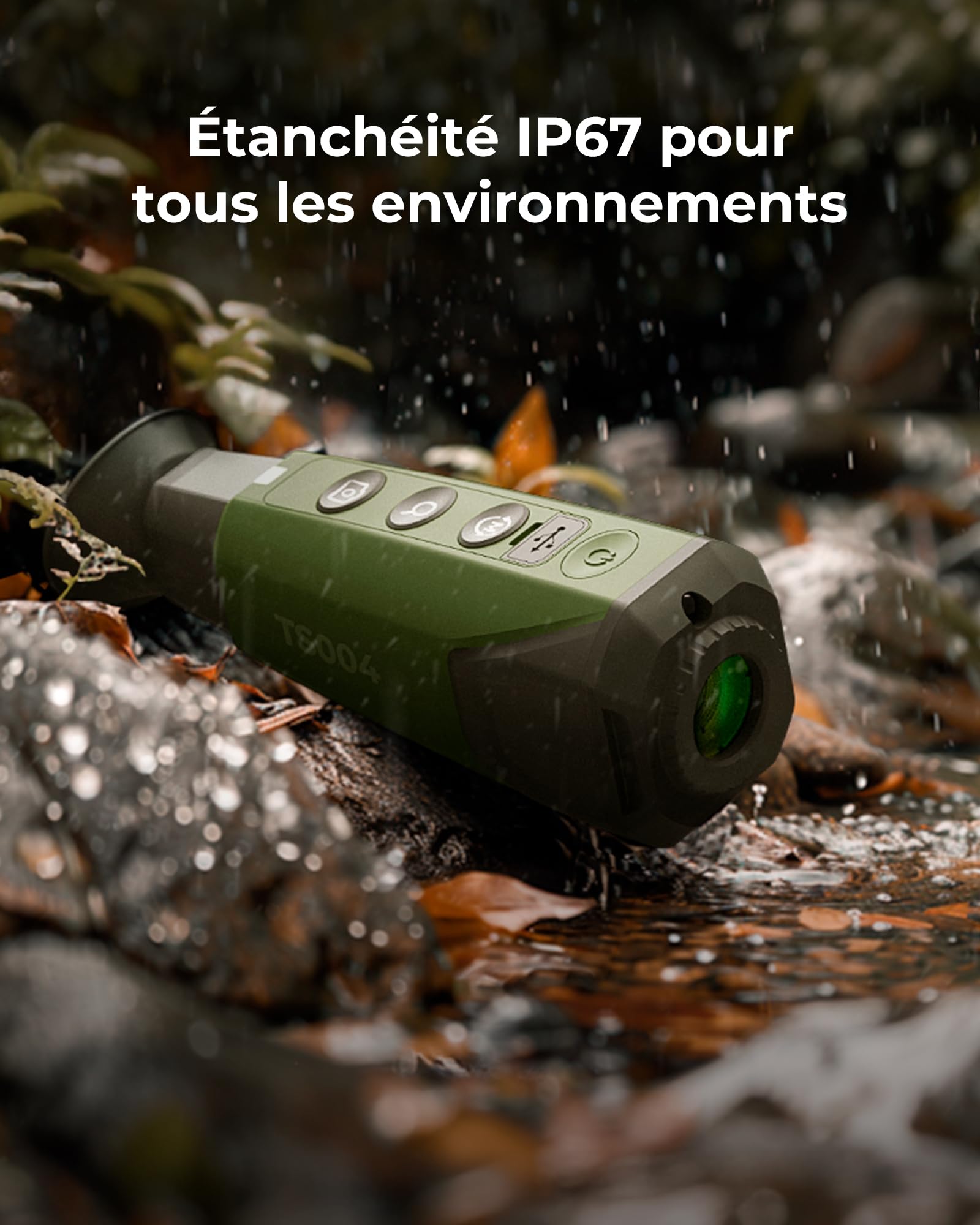 TOPDON TS004 Monoculaire Thermique, 320x240 TISR IR-Résolution 50Hz Camera Thermique pour la Chasse, 11h Autonomie, Objectif 13mm, 410m Portée de Détection, Etanchéité IP67, Zoom Numérique 8X, 32G