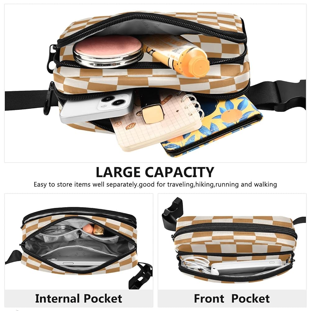 Checkered Sling Bag - Crossbody Chest Bag With Adjustable Strap