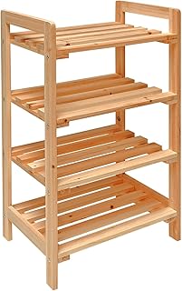 DEMA Universal Holzregal – Natur Regal mit 4 Böden & Fächern | Stabiles Regal 45x33x79 cm für Wohnzimmer, Büro & Lager