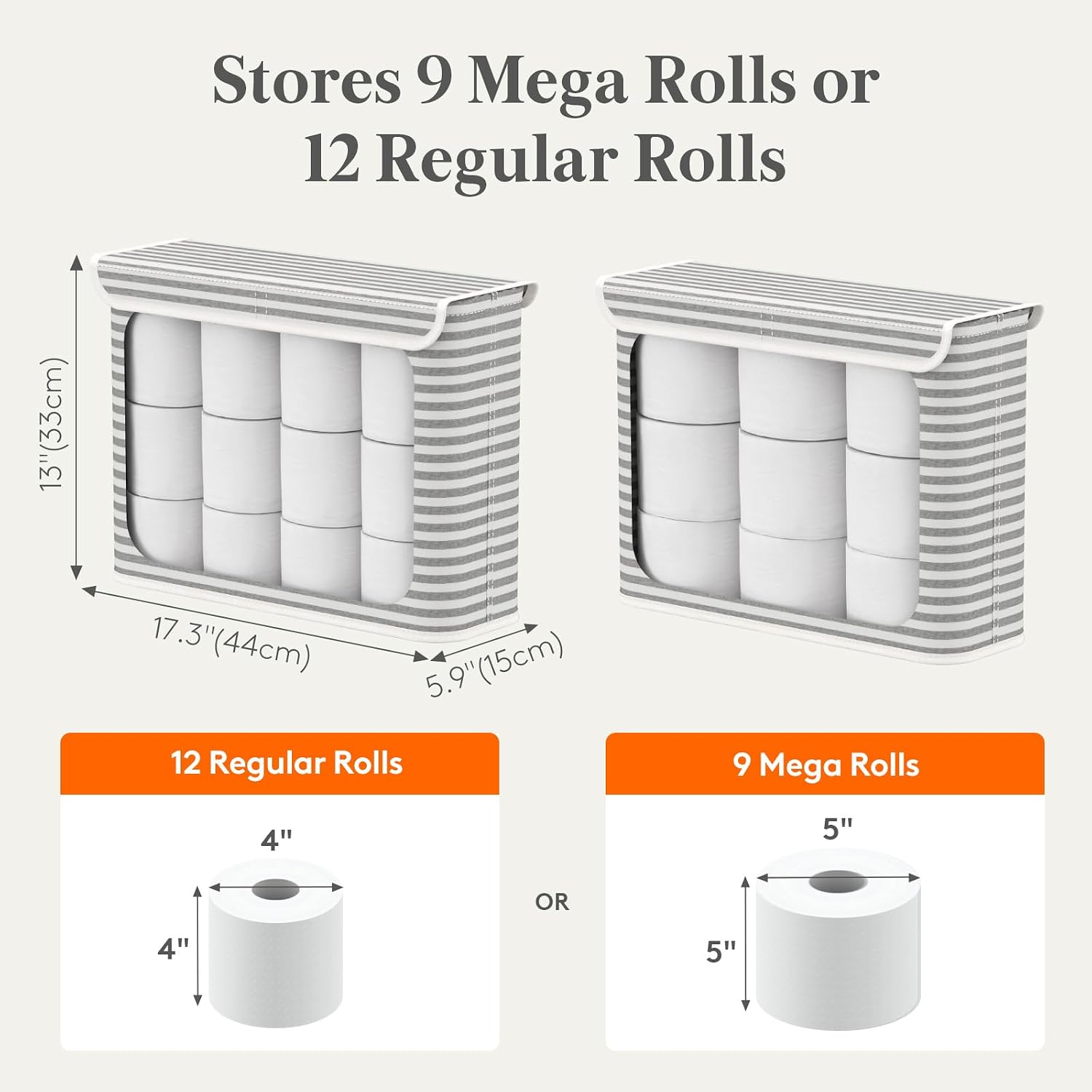 Lifewit 22L Toilet Paper Storage Holder for 9 to 12 Rolls, Foldable Fabric Toilet Paper Basket with Lid, Freestanding Bathroom Tissue Storage and Organization for TP, Towels and Toiletries, Gray