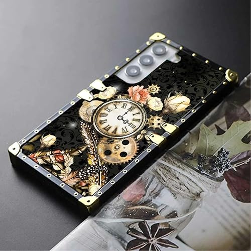 Miniatura 4 de Funda cuadrada compatible con Samsung Galaxy S22+ Plus, reloj de flores de jardín, decoración dorada de lujo para Samsung para niñas, mujeres y