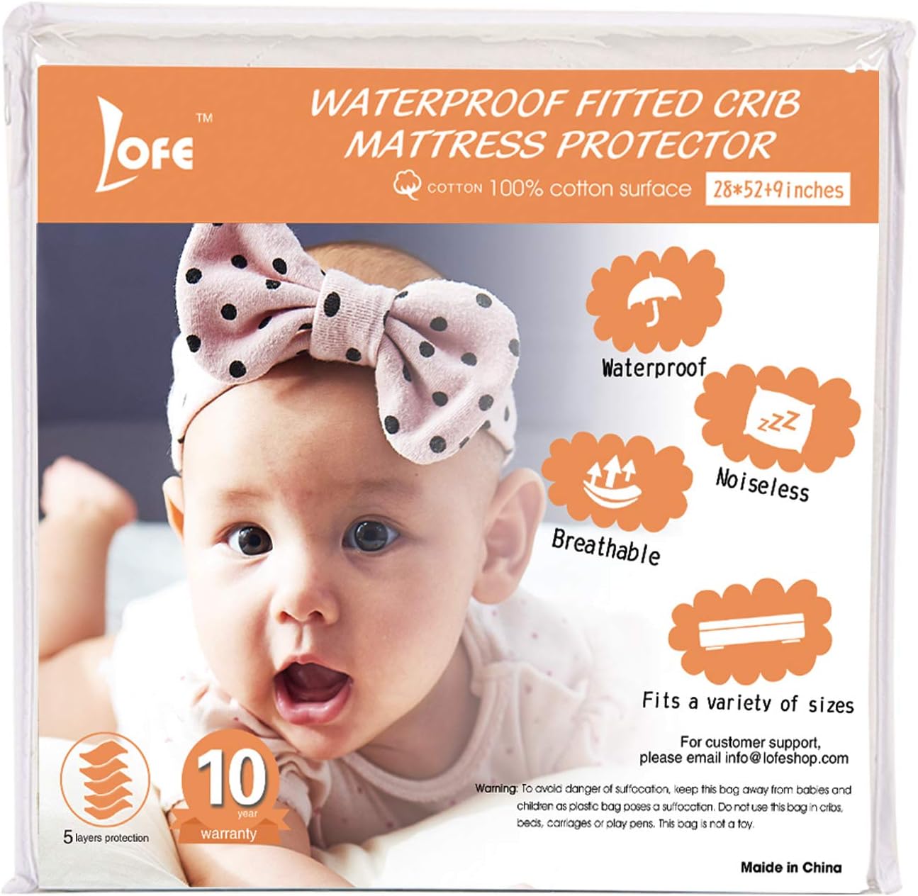 Lofe Organic Cotton Crib Mattress Protector Top&Side
