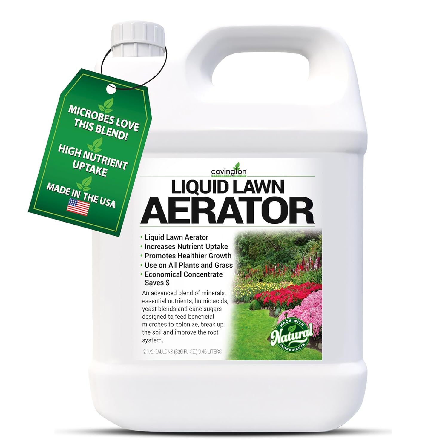 Covington Liquid Lawn Aerator (2.5 Gal) – Soil Conditioner & Softener for Lawns & Gardens – Loosens Clay & Compacted Soil for Better Water & Nutrient Absorption – USA Made Liquid Aeration Concentrate