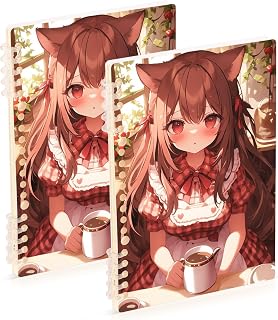 SyXIOP A5 size Beauty Anime Girl notebooks college 8.3" x 5.7", wire-bound school supplies for college 60 sheets for planner&business 2 pack