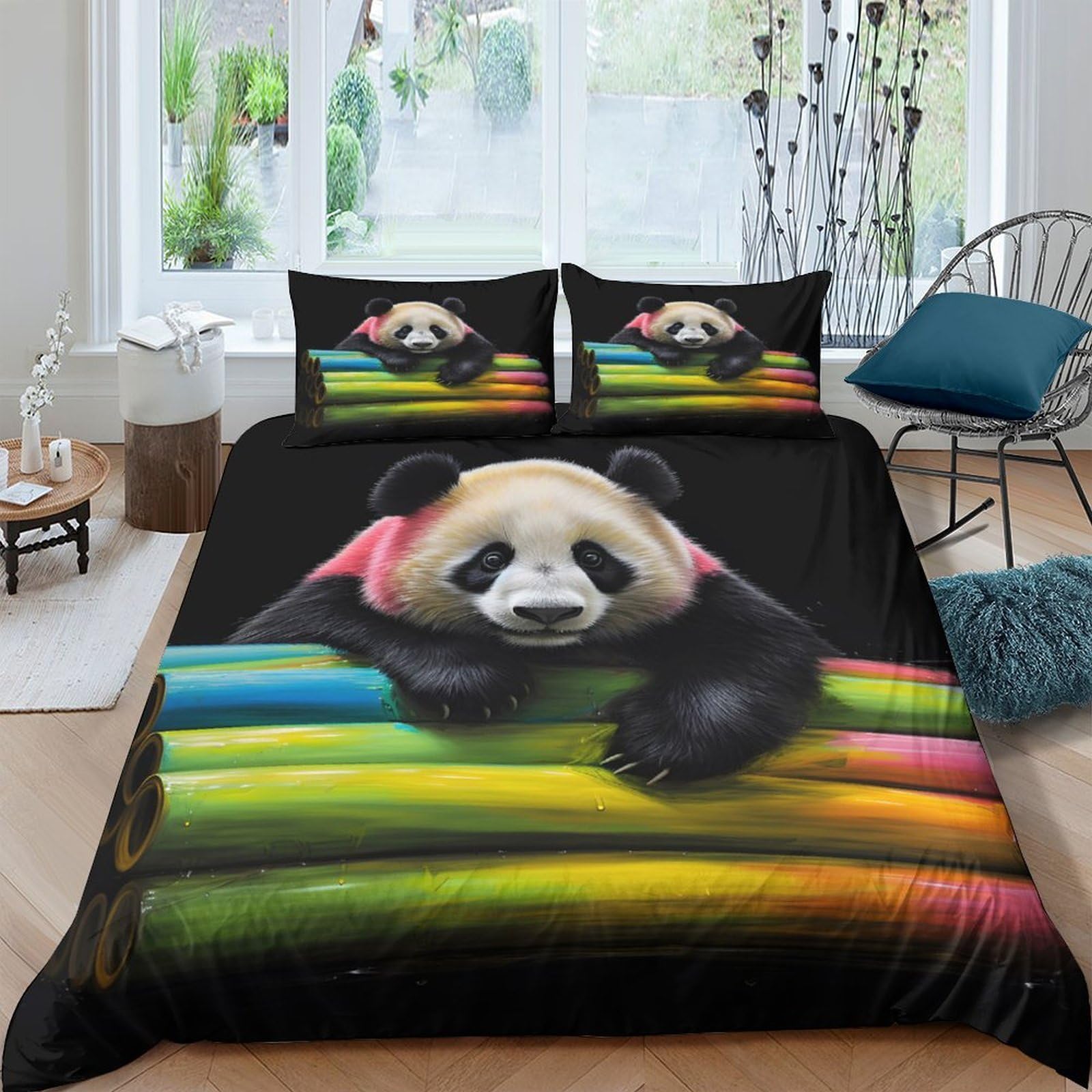 Housse de couette panda 140x200cm résout le problème des parures rêches qui perdent leurs couleurs