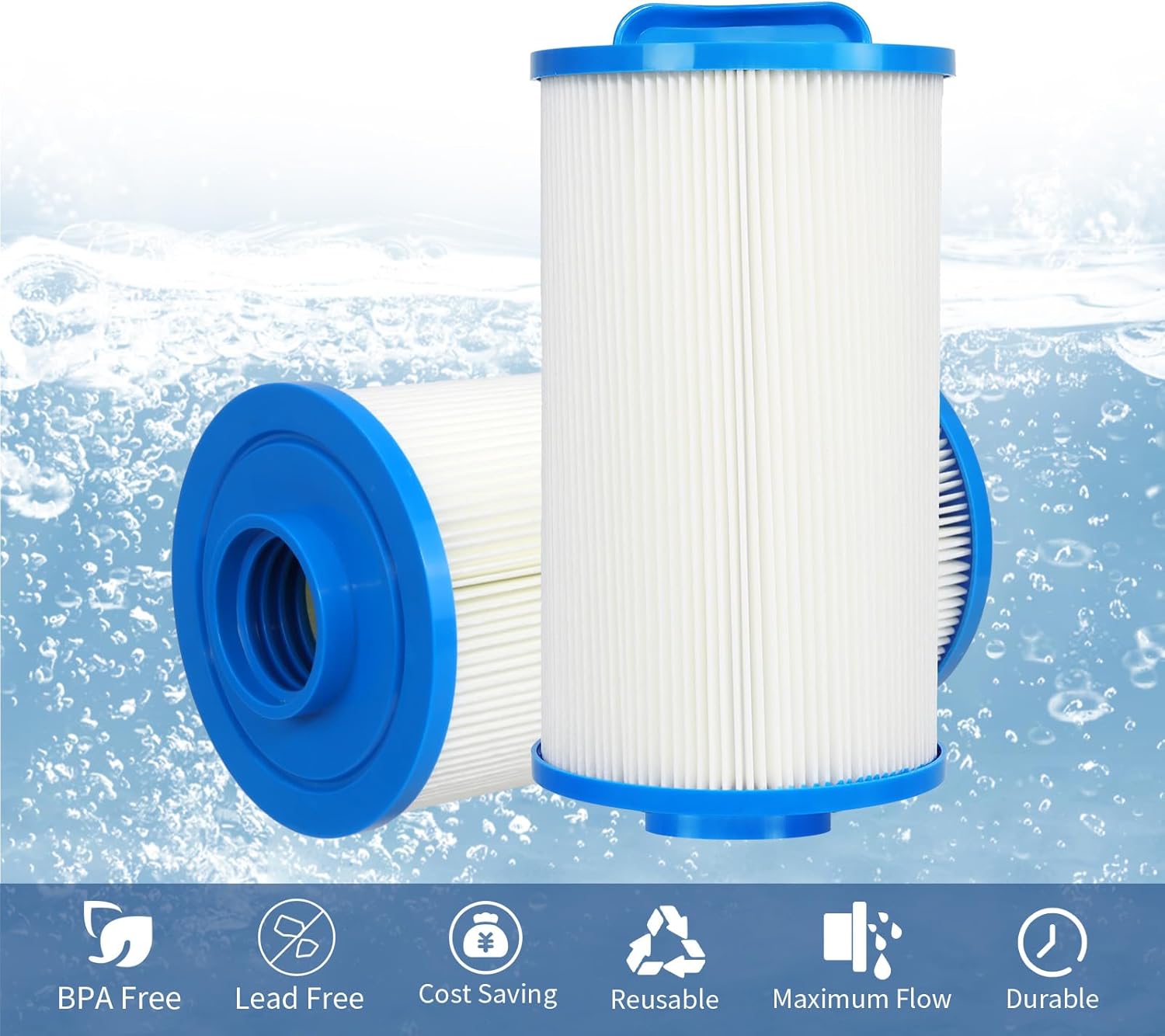 Hrozny PWW35L Hot Tub Filter Replacement Compatible with Unicel 4CH-935, 817-4035, SD-01235, FC-0170, 35 Sq Ft Spa Filter, 2 Pack