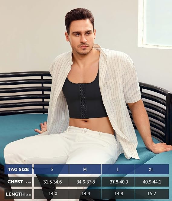 TAILONG Mens Compression Corset Vest Hide Gynecomastia Chest Binder Tank Top Faja para Hombre