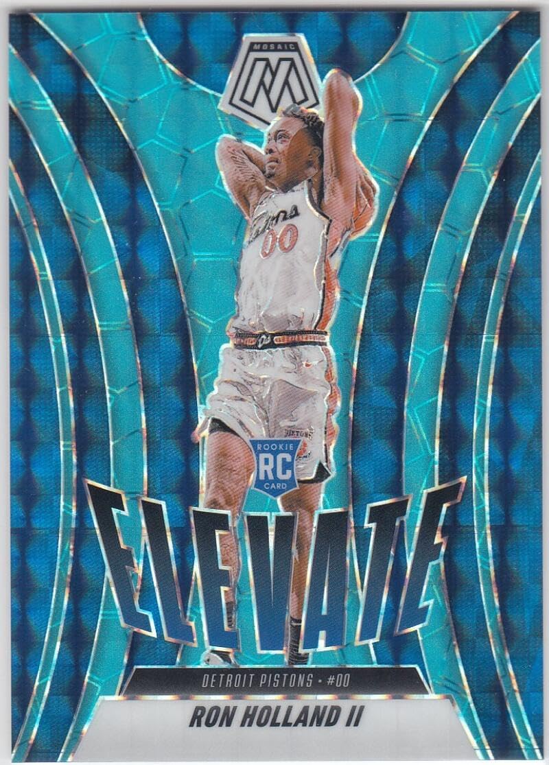 Basketball Trading Card 2024-25 Panini Mosaic Elevate Mosaic Blue Fluorescent #15 Ron Holland II EX/NM 14/30 Pistons