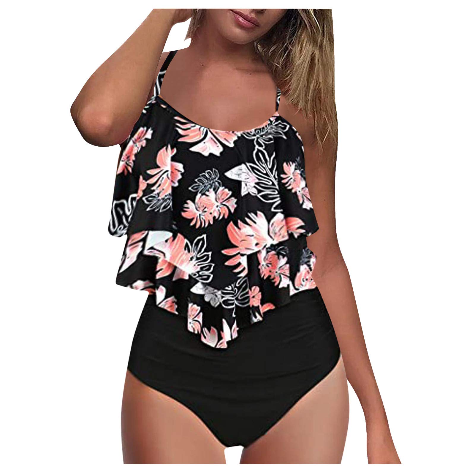 riou Bikinis Mujer 2024 Brasileño Sexy Push-Up Halter Tirantes Ropa de Playa de Dos Piezas Busto Ajustable Bañador de Baño Tops y Braguitas Bañador Natacion Talla Grande
