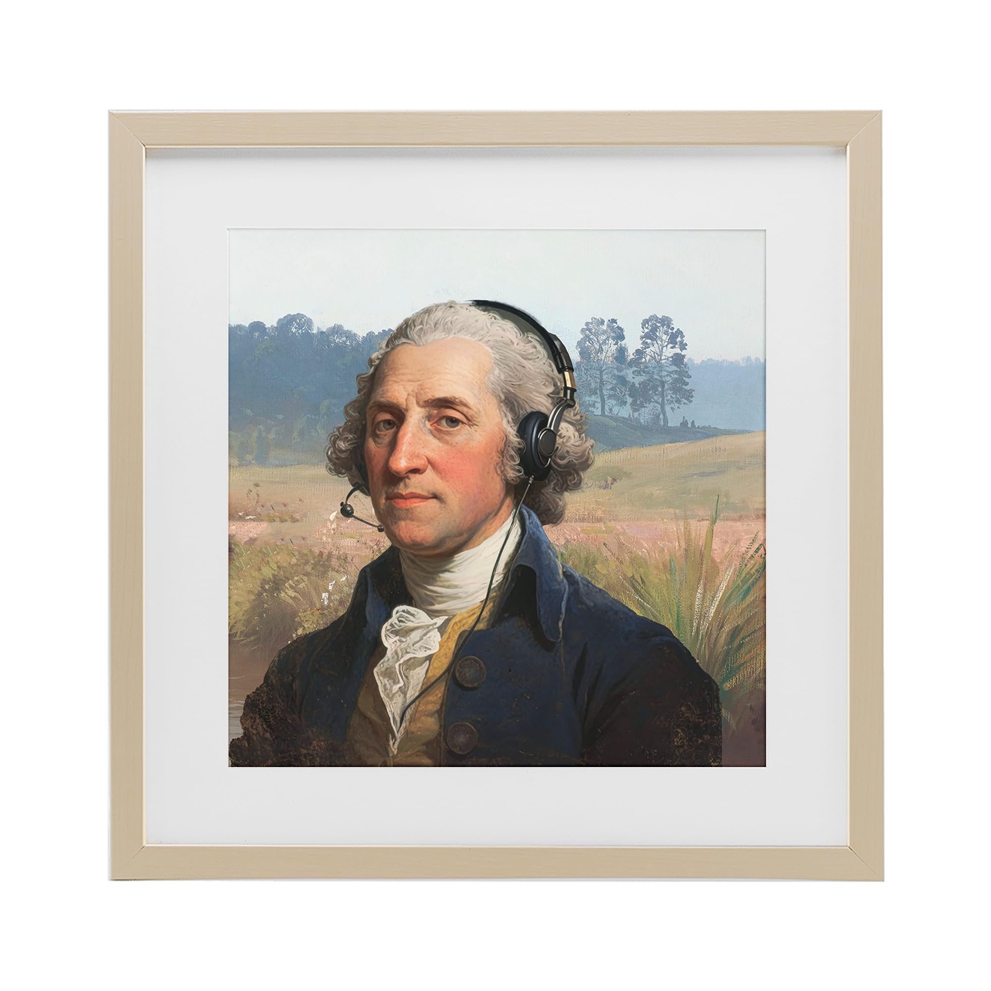 Stupell Industries Harvest Pine (Textured) 'Classical Gentleman With Headset'| Framed Print Under Glass