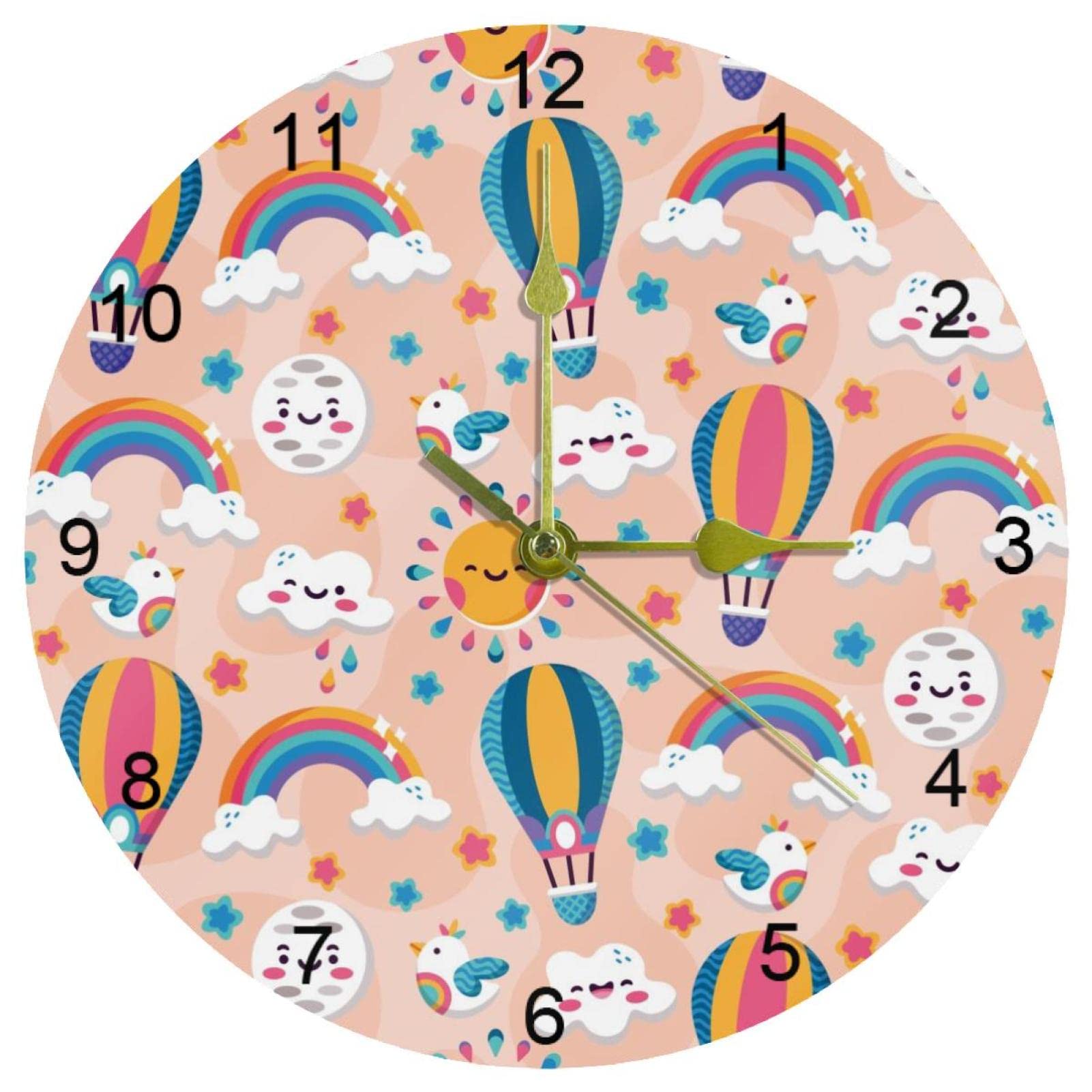 Horloge murale silencieuse montgolfière pour des nuits sereines