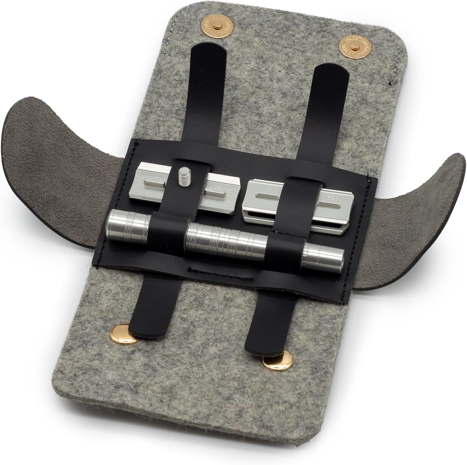 The Henson Shaving Razor Case with Travel Stand - Vegan Leather and Merino Wool