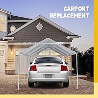 Vista 5 de Toldo de cochera resistente de 10 x 20 pies, impermeable, refugio de garaje, carpa de lona para automóvil, cubierta de repuesto para toldo