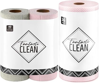Fantasticlean Tear-Away Microfiber Cleaning Cloth Roll, Reusable Washable Kitchen Towels, Super Absorbent and Thick Dish Cloths