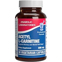 Acetyl L-Carnitine 500mg - High Potency L Carnitine Supplement for Nerve Brain Memory Energy and Focus Support - Vegetarian Non-GMO & Made in the USA in cGMP Facilities - 30 Servings