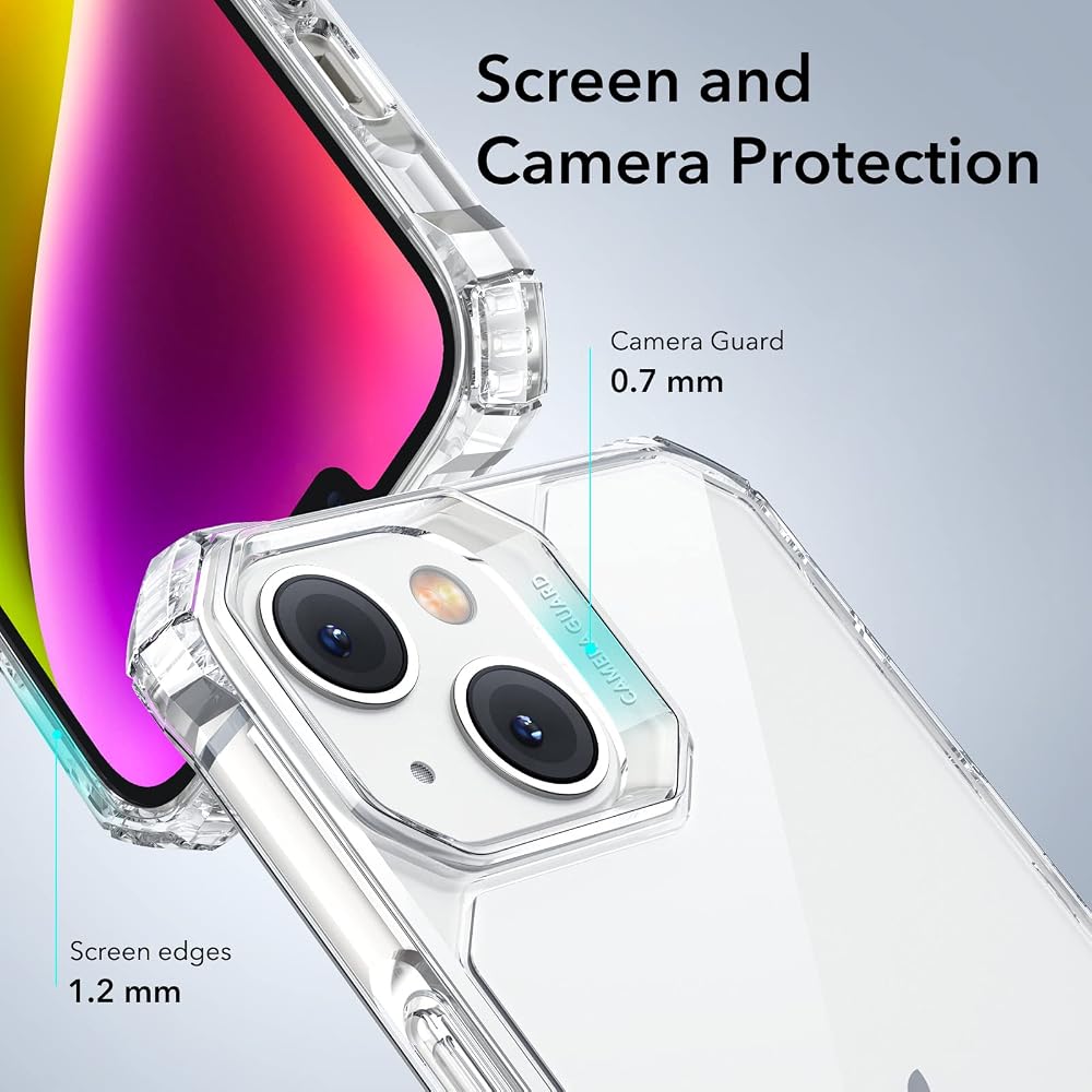 ESR for iPhone 14/iPhone 13 Case, Military-Grade Protection with Shock-Absorbing Corners, Scratch-Resistant and Anti-Yellowing Acrylic Back, Slim Protective Phone Case, Air-Armor Series, Clear | Shockproof, Air-Guard Corners, Shock-Absorbing, Yellowing-Resistant, Acrylic Back