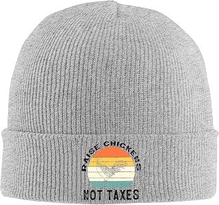 Raise Chickens Not Taxes Winter Beanie Hat for Men & Women - Warm Knit Cap - Soft Stylish Skull Caps Gray