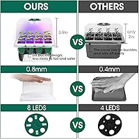 Vista 5 de Bandeja de inicio de semillas con luz de crecimiento, paquete de 5 bandejas de 60 celdas, kit de bandeja de plántulas reutilizable y apta