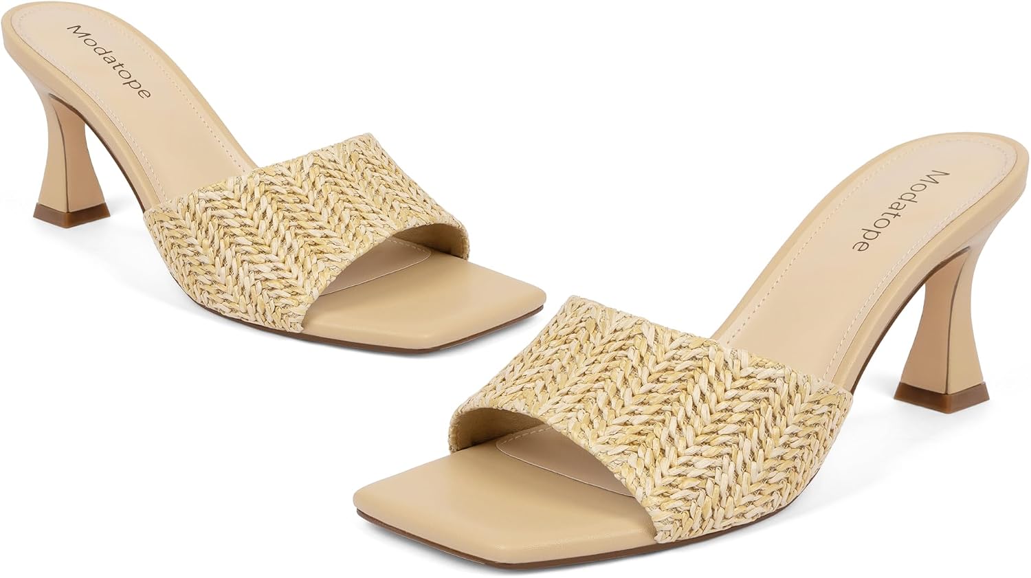Modatope Womens Heeled Sandals Open Square Toe Heels for Women image 5