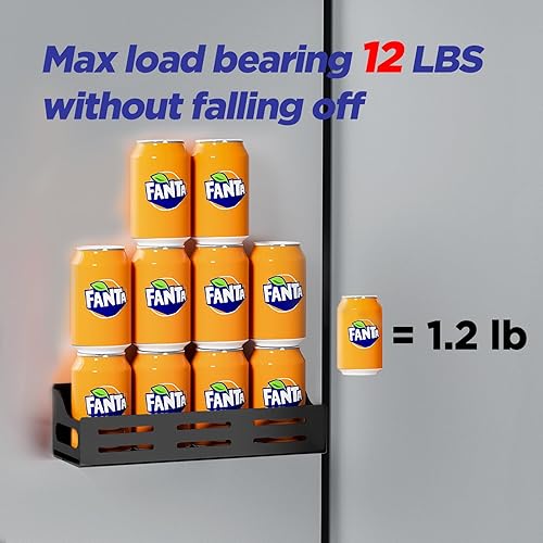 Miniatura 4 de Carwiner Paquete de 5 estantes magnéticos para especias para refrigerador con soporte para toallas de papel, estante magnético fuerte para