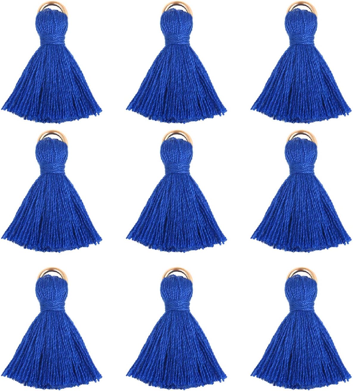 ALEXCRAFT 100pcs Blue Mini Tassel Charms for Earrings Necklaces Tiny Short Cotton Tassel Supplies for Crafts and Jewelry Making