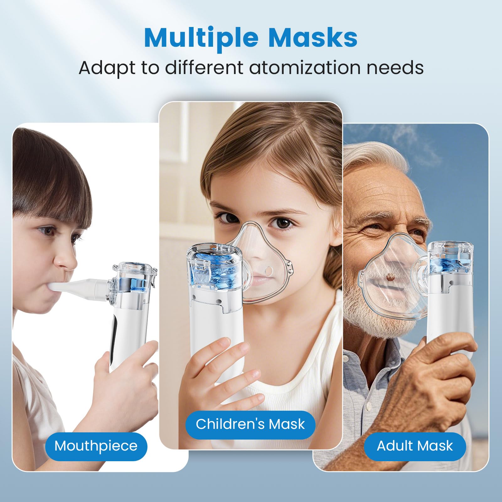 Mesh Nebulizer, Handheld Nebulizer Machine for Adults & Kids, Type-C Rechargeable Self-Cleaning & Advanced Digital Display Nebulizer with Adjustable Mist for Home Travel Use — view 6