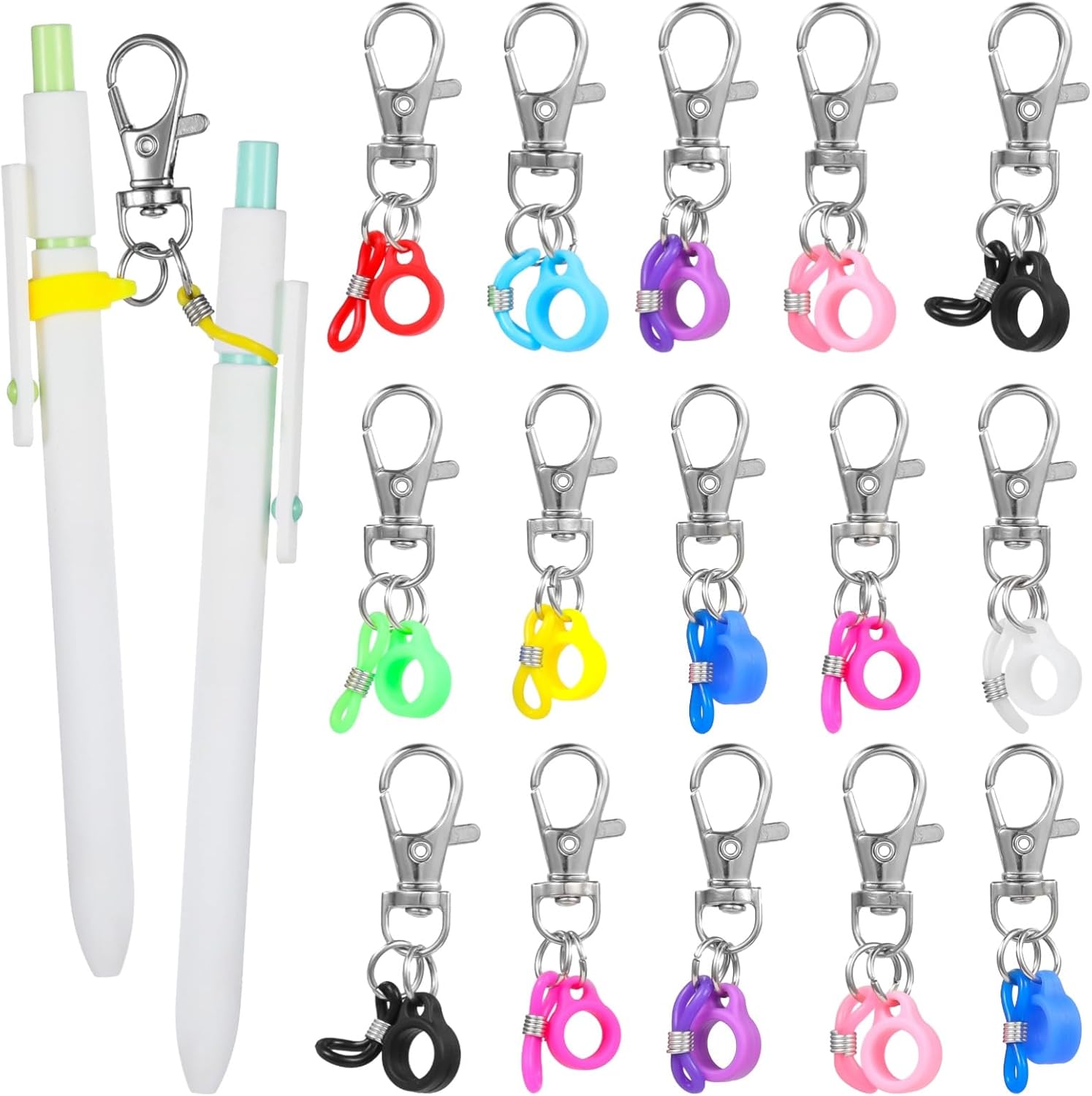 15 PCS Retractable Pen Holders, Clip-on Pen Holder & 0.5 mm Gel Ink Pen Set, Lobster Clasp Pen Holder for Badge Reel, Writing Pen Marker Holder for Name Card Lanyard for Doctors Nurses Office School