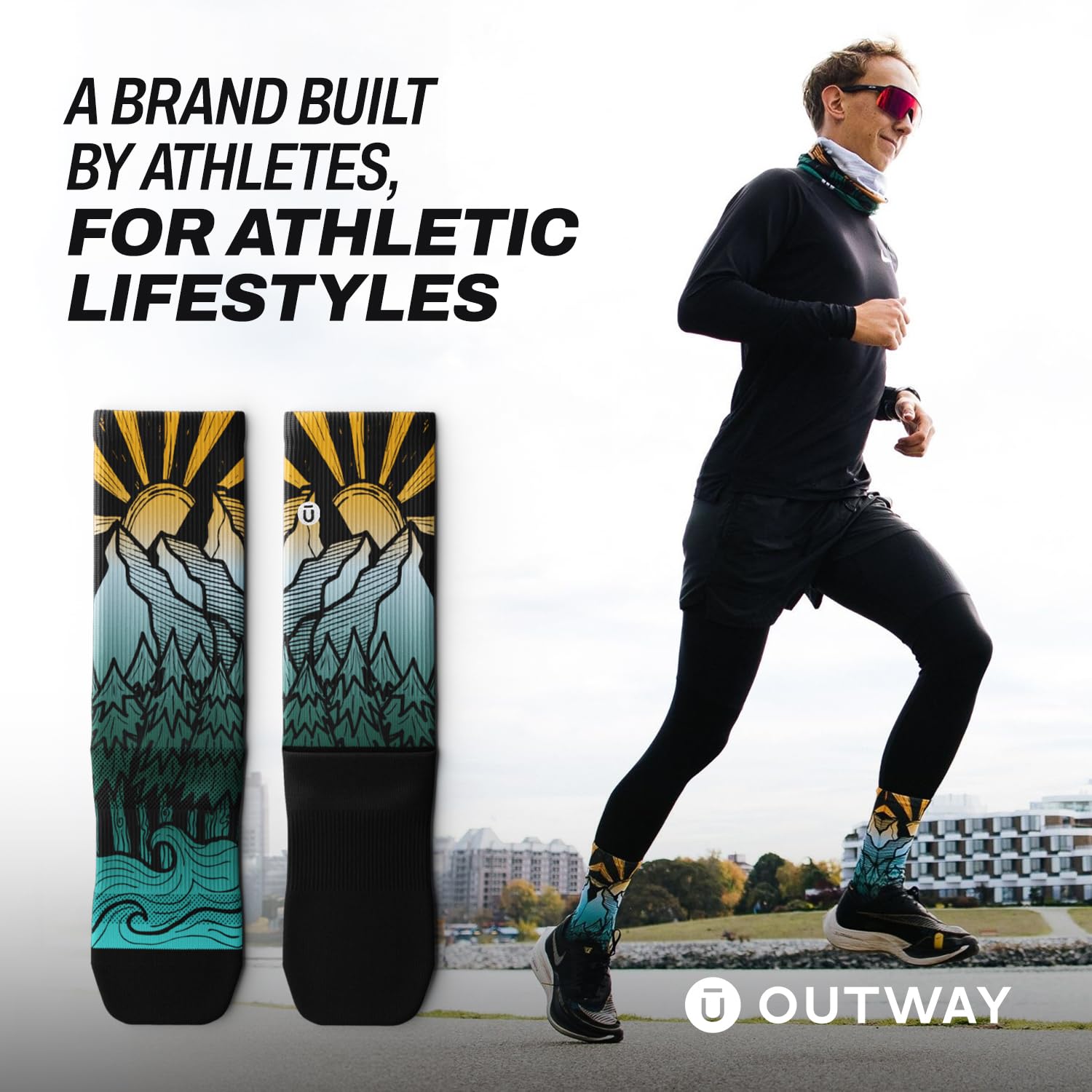 Outway Nature Crew Socks, calcetines atléticos que absorben la humedad con soporte de arco para hombres y mujeres, diseño colorido