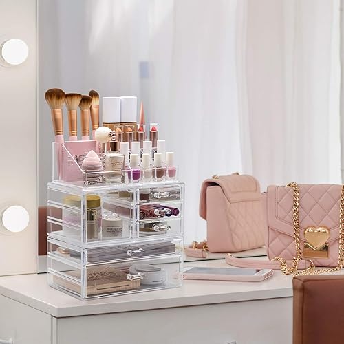 Miniatura 3 de Sorbus - Organizador para maquillaje y joyas, diseño espacioso, ideal para baño, aparador, tocador y encimera (tamaño grande)