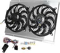 Vista 25 de 26mm AA5052 Kit de radiador de aluminio+cubierta de ventilador+relé de ventilador de termostato Compatible con 1984-2001 J-eep Cherokee XJ Comanche