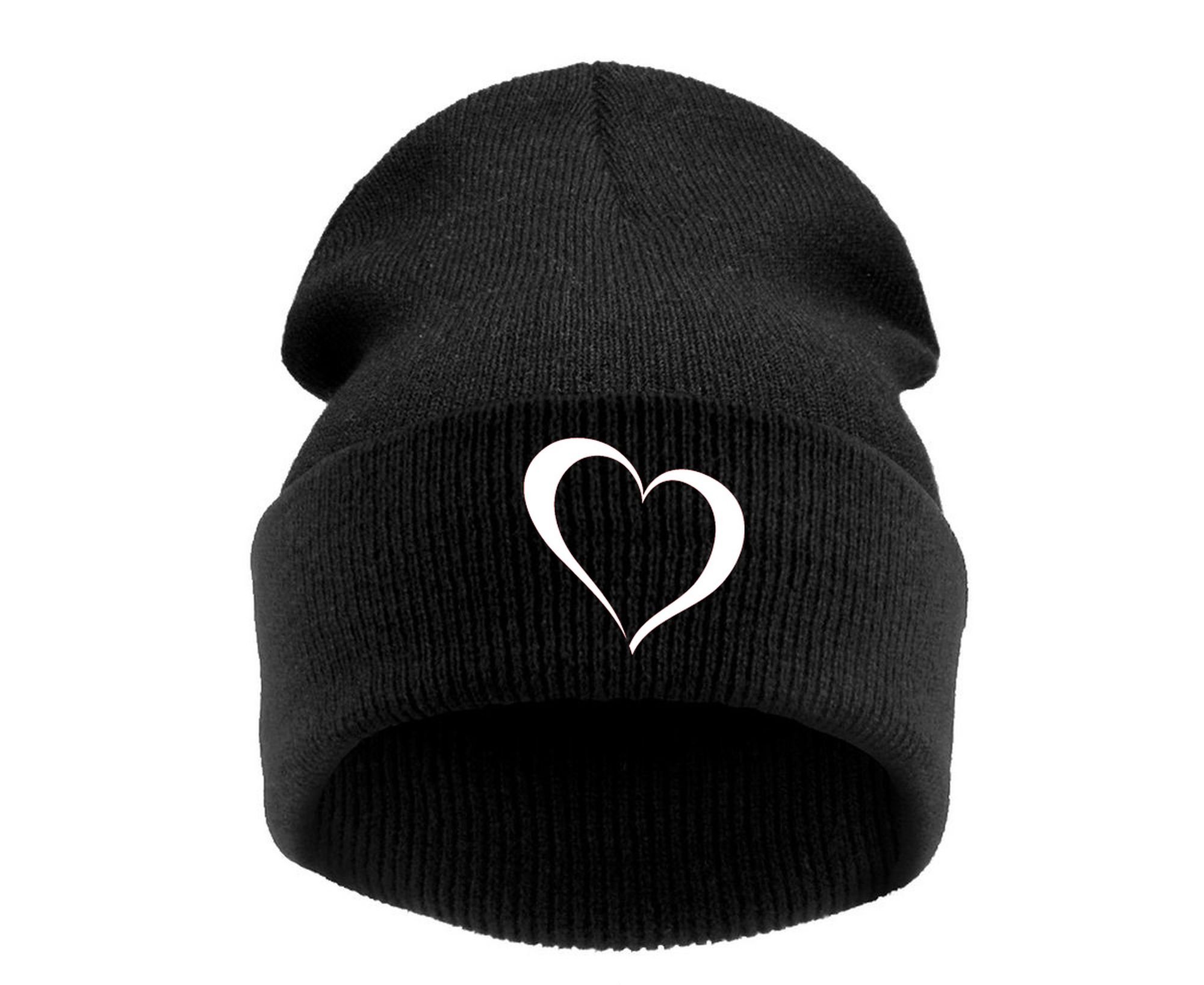 MFAZ Morefaz Ltd Kids Winter Beanie Hat Style Meow, Cool Kids, Justin,Nial, I Love You, Girls Boys Children Knitted Bubble Girl Boy Cap (Heart Black White)