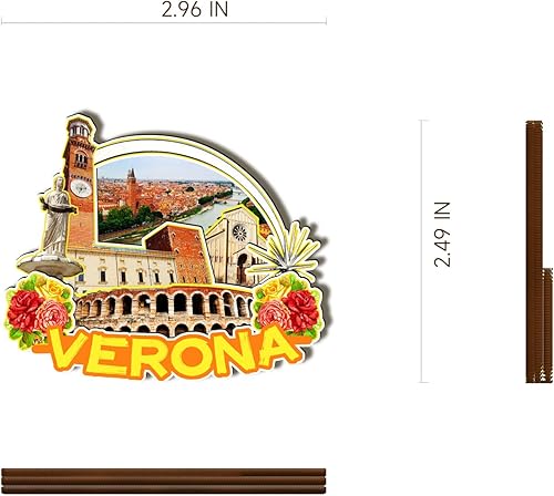 Miniatura 3 de Imán de madera de Verona de Italia 3D para nevera, recuerdos coleccionables, decoración hecha a mano, artesanías 2