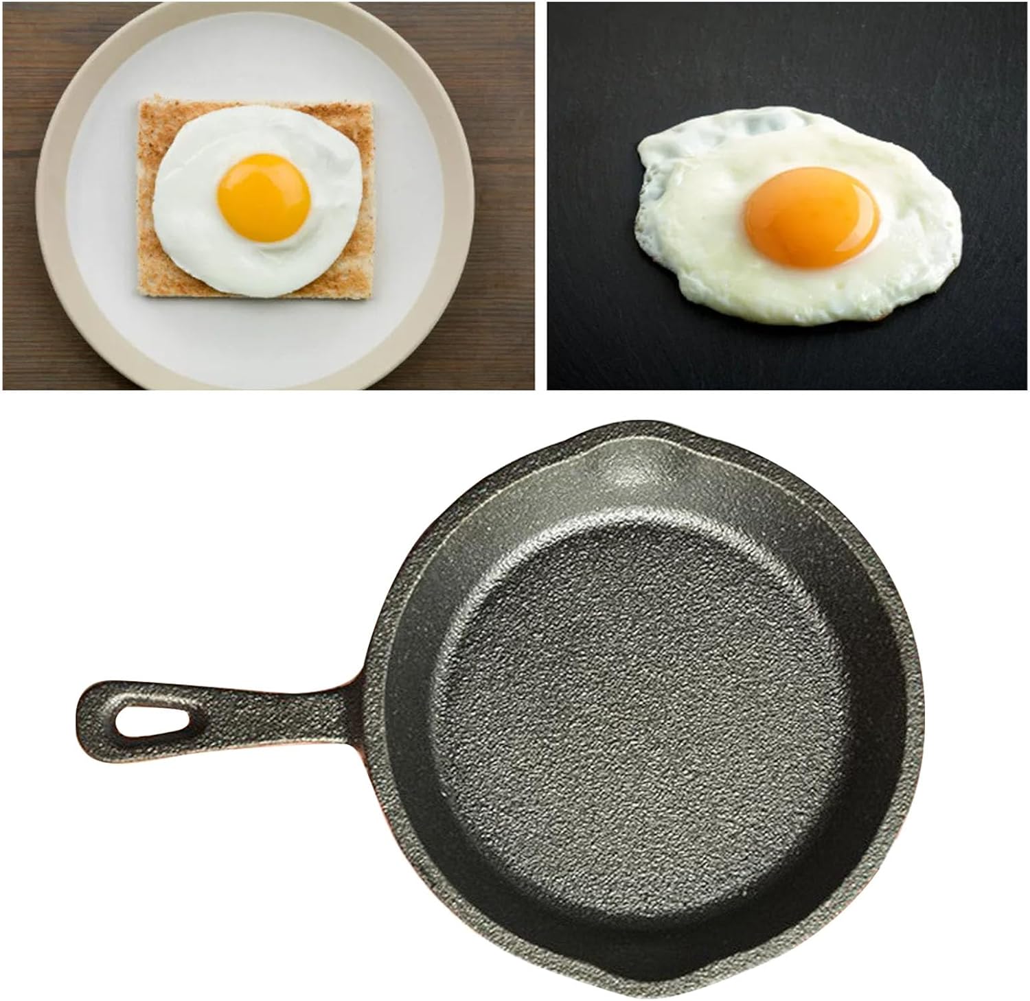 6 Inch Cast Iron Skillet, Small Frying Pan Mini Black Iron Non Stick Frying Pan Small Iron Plate Omelette Pan Egg Pan For Stovetop Oven and Grill(L)