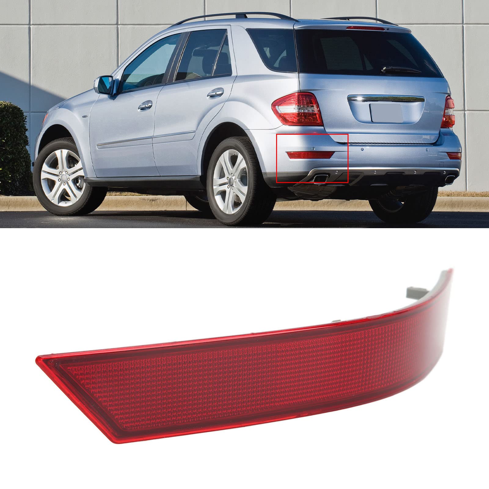 Paraurti Posteriore Riflettore Paraurti Posteriore Riflettore Abs Paraurti Posteriore Riflettore Rosso Aumenta la visibilità Dell'auto Sostituzione per -Benz Classe M W164 (Destra