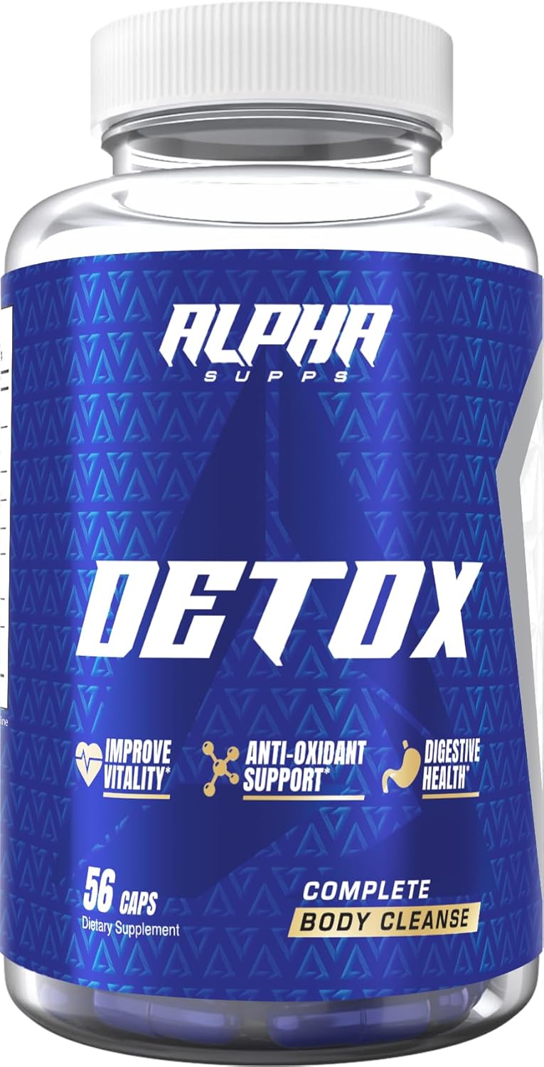 Alpha Supps Detox 14 Day Full Body Cleanse & Gut Support – Natural Detoxify Formula for Women & Men with Cascara Sagrada, Psyllium Husk & Senna Leaf – Total Body Refresh Gut Flush Formula -56 Capsules