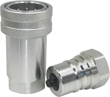 1'' NPT ISO 7241-A Carbon Steel Hydraulic Quick Connect Coupling/Quick Disconnect Coupler with Dust Caps LSQ-S1-08SF/PF 1''NPT