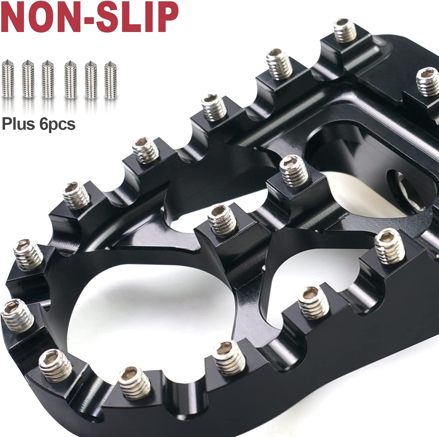 MDPROMCP CNC Motorcycle Wide Foot Pegs Aluminum 360° Roating Adjustable Suitable Compaitble with Dyna Fatboy Iron 883 Sportster 883(Black)