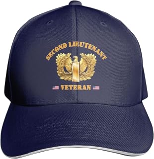 US Second Lieutenant Rank Insignia Emblem(2LT, O‑1) Veteran Adjustable Navy Blue Baseball Cap - Lightweight, Breathable Dad Hat for Men & Women