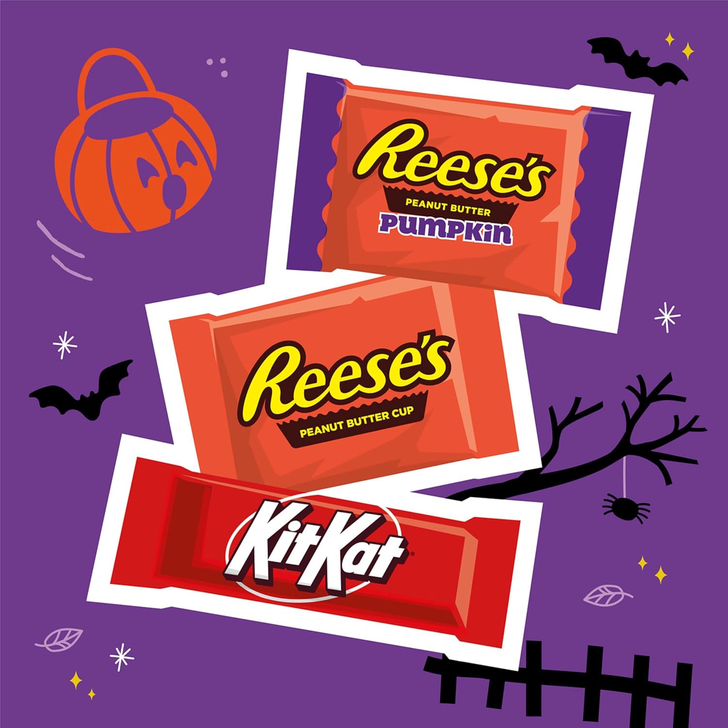 KIT KAT and REESE'S Assorted Milk Chocolate Snack Size, Halloween Candy Bag, 19.92 oz (35 Pieces)