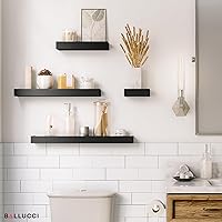 Vista 2 de Ballucci estante para pared con repisas moderno, juego de 4 unidades, Madera, Negro, Set de 4
