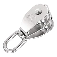 Vista 5 de ZOEYES Paquete de 4 rodillos de doble polea de elevación M20 de acero inoxidable con gancho giratorio de doble polea